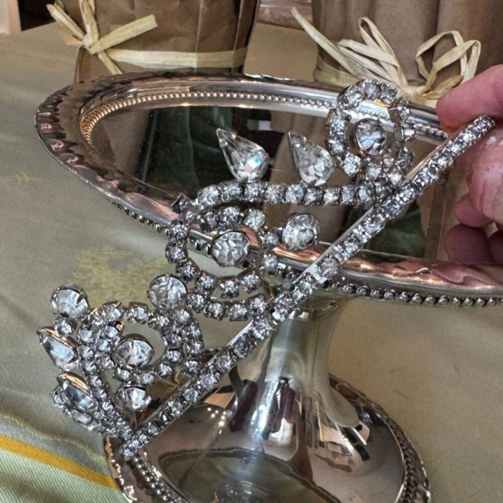 GORGEOUS antique Tiara Crown old rhinestones; must see - Picture 6 of 6